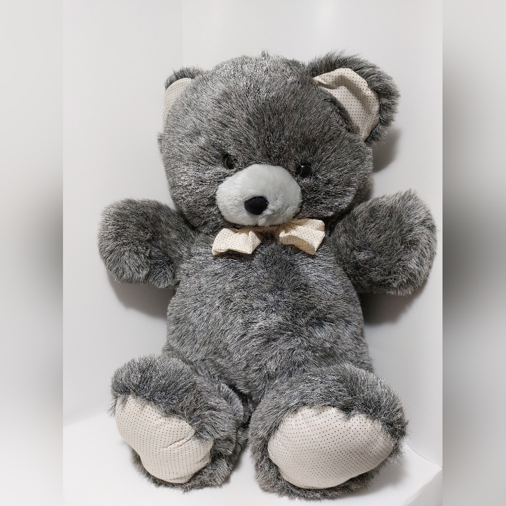 Vintage Dan Dee 20" Teddy Bear Polka Dot Feet Ears Bow Tie - Read